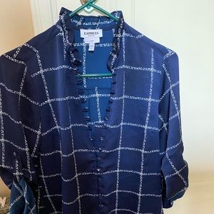 Express slim fit ruffle Portofino blouse
